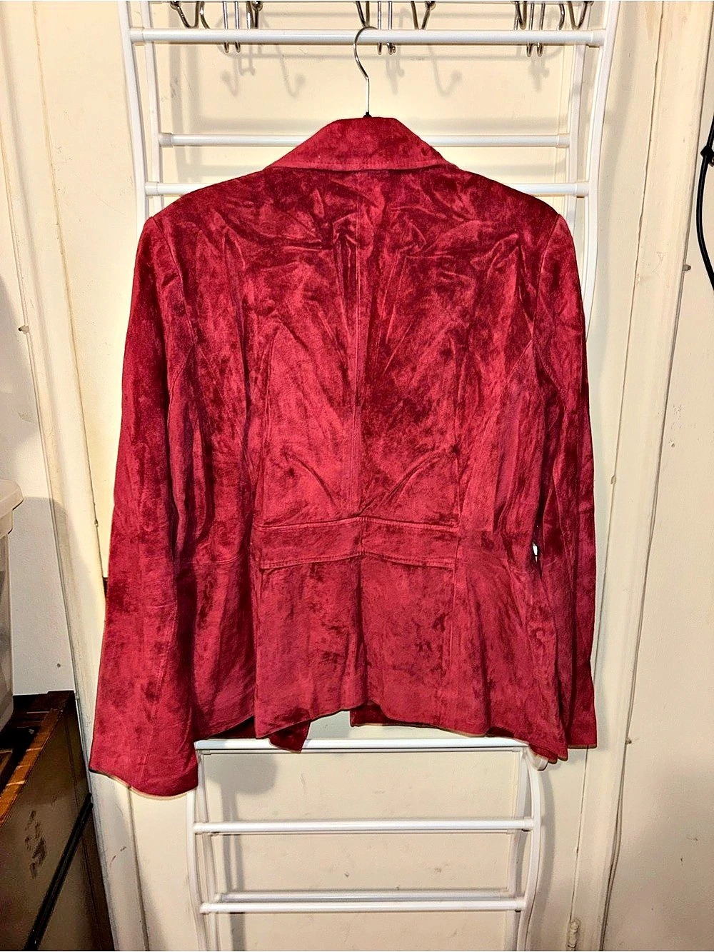Style & Co Burgundy Genuine Leather Blazer Jacket XL 90s Y2K - Picture 3 of 5